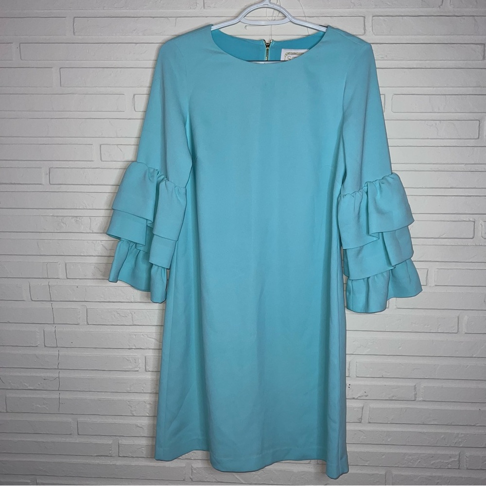 Sail to Sable Aqua dress with tiered sleeves